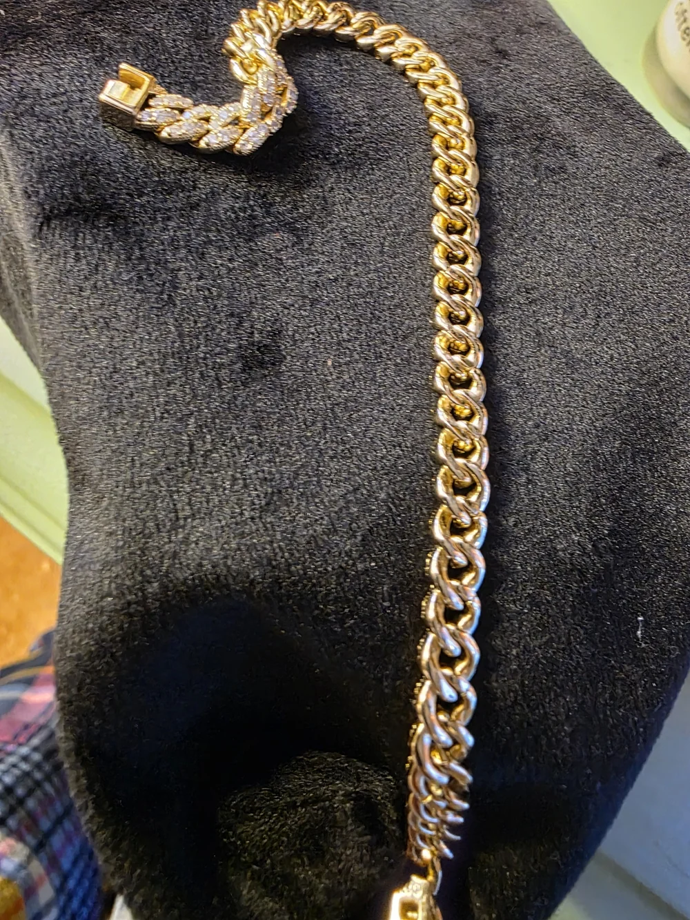 Cuban MONACO / C'Z LADIES BRACELET STERLING SILVER IN GOLD COLOR(STAMPED)